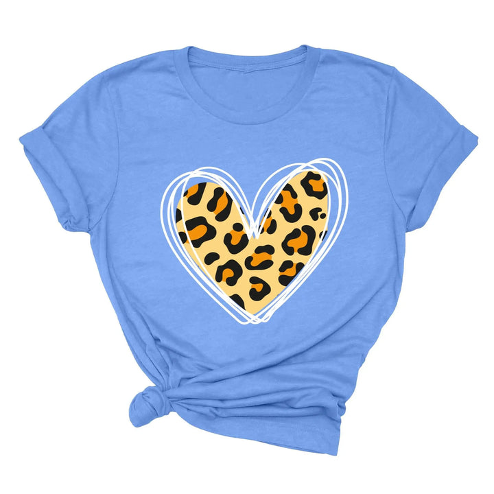 Valentine's Day Shirt - Leopard Hearts Print & Hand-Drawn Design Tee Shirtprintingcenter