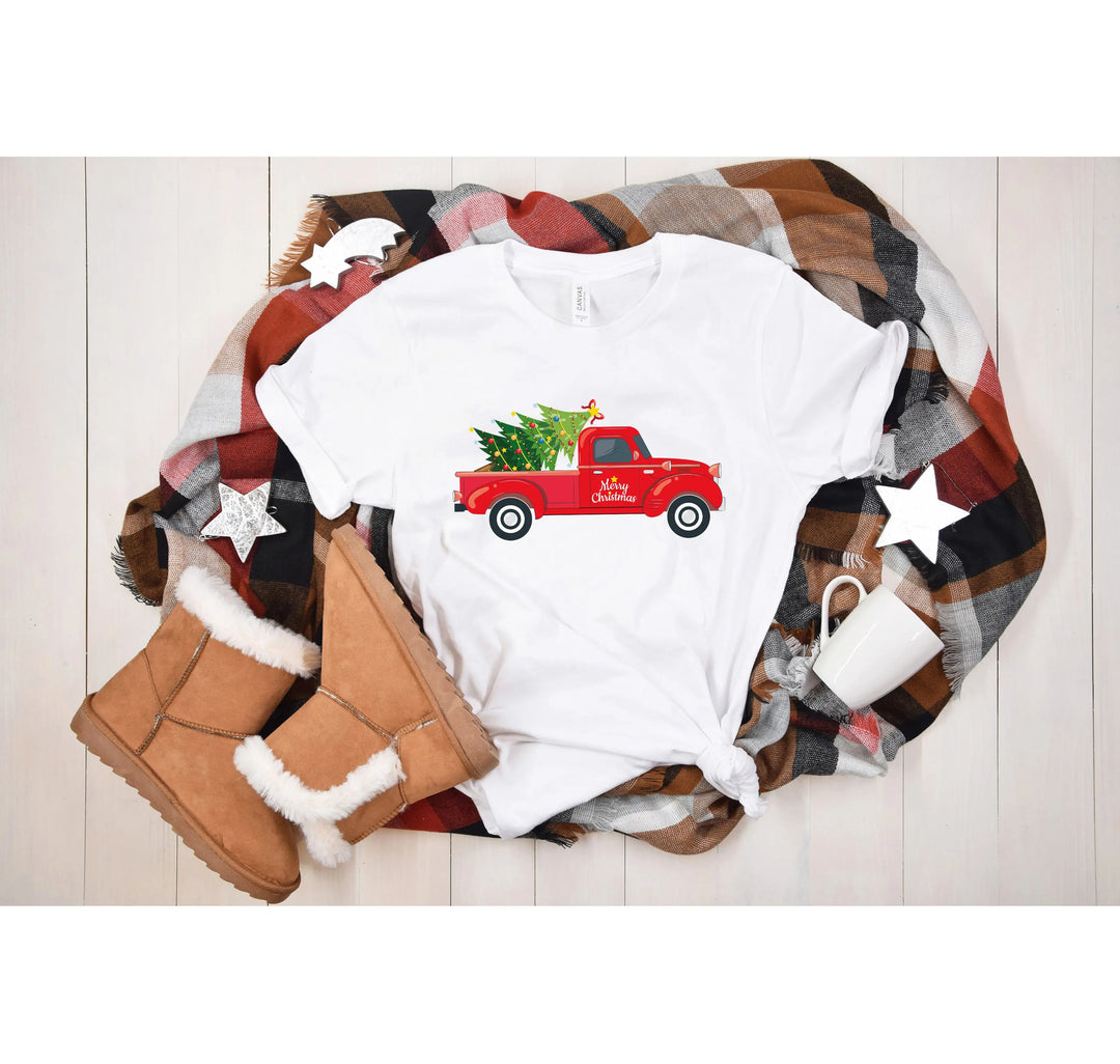 Vintage Red Truck Christmas Shirt | Merry Christmas Tree Tee Shirtprintingcenter