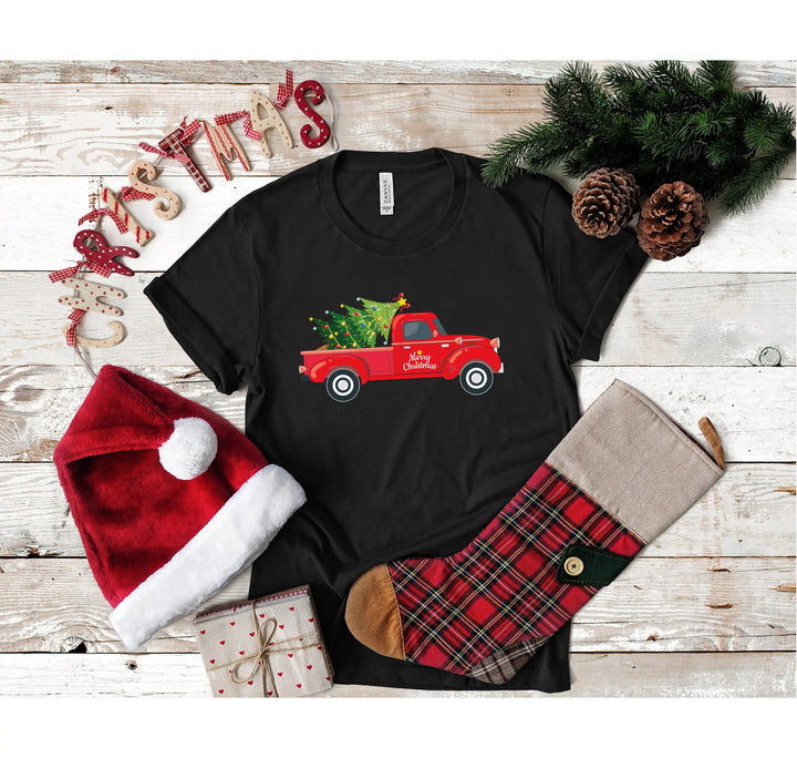 Vintage Red Truck Christmas Shirt | Merry Christmas Tree Tee Shirtprintingcenter