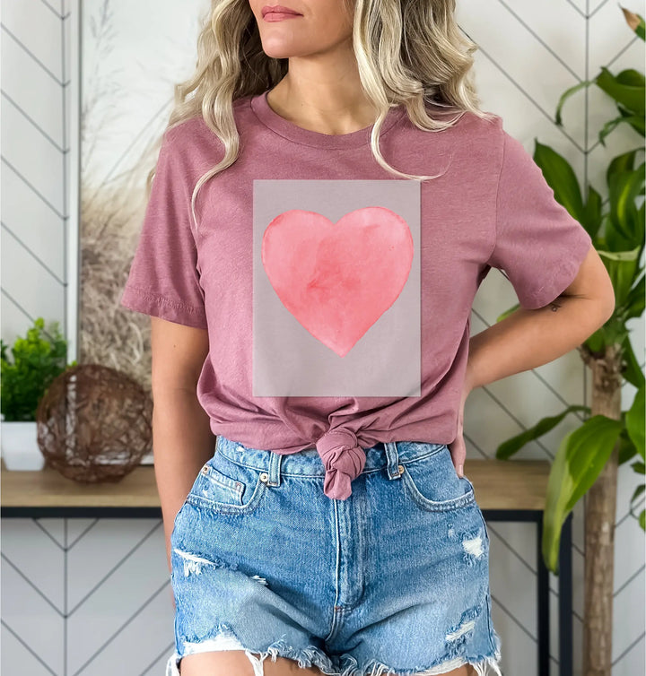 Transferencia DTF de corazón de acuarela, transferencia DTF de profesor de San Valentín