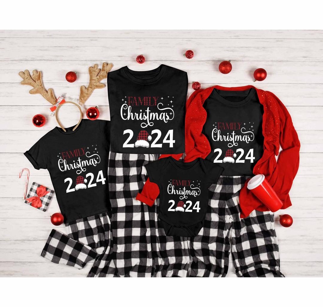 Christmas Shirt | Family Matching Plaid Buffalo Santa Hat Tee