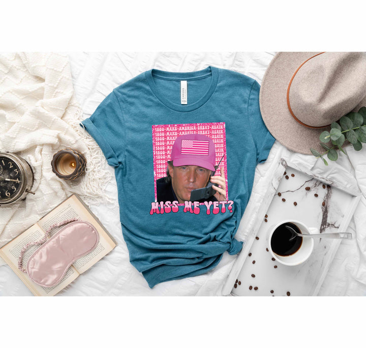 Funny Trump Pink "Miss Me Yet?" Shirt | Trump 2024 Patriot Tee