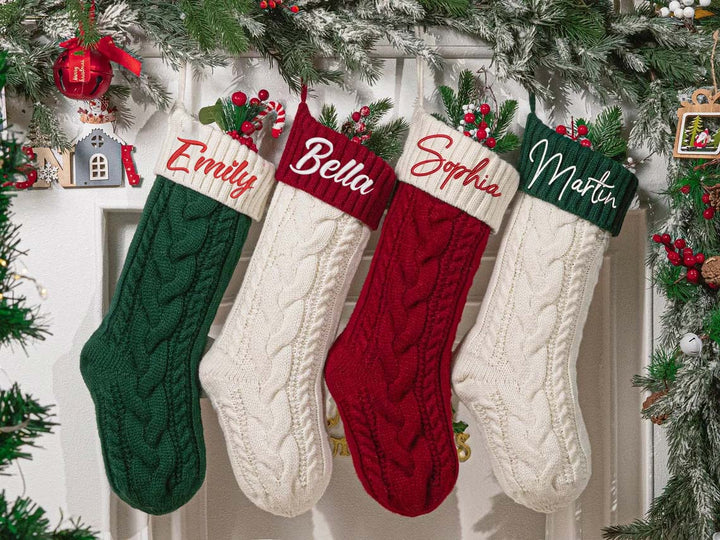 Custom Christmas Stockings, Embroidered Stocking, 2025 Christmas Gift, Knitted Name Stockings