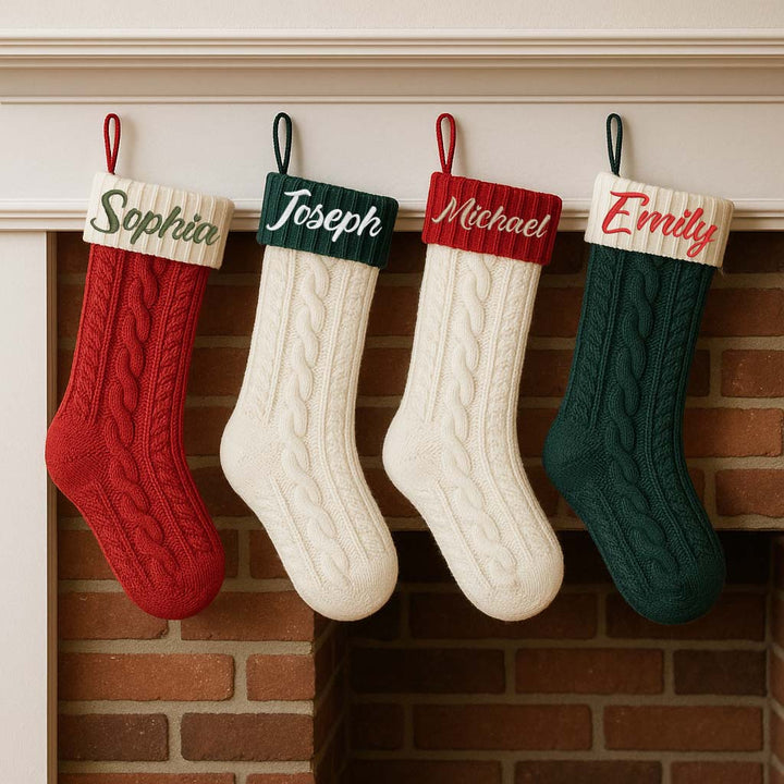 Custom Christmas Stockings, Embroidered Stocking, 2025 Christmas Gift, Knitted Name Stockings
