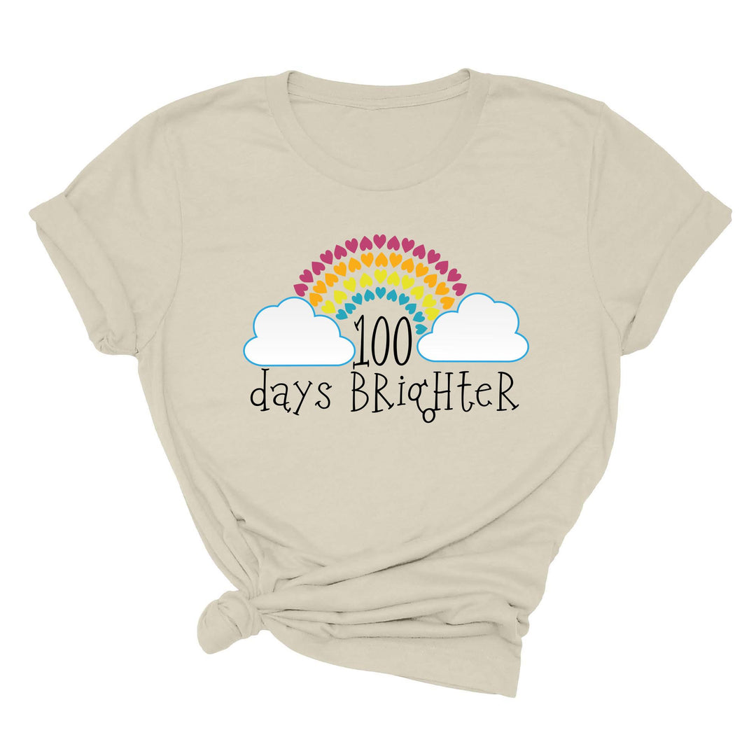 100 Days Brighter Shirt - Rainbow Heart Teacher Life & Celebration Tee