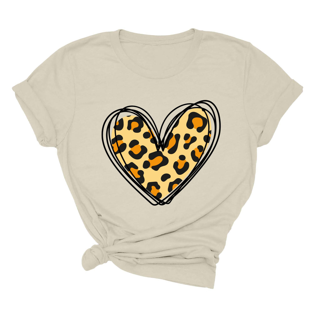 Valentine's Day Shirt - Leopard Hearts Print & Hand-Drawn Design Tee