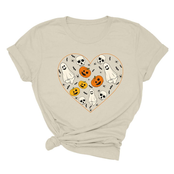 Kids Halloween Heart Shirt | Cute Ghost & Pumpkin | Funny Fall Costume Tee