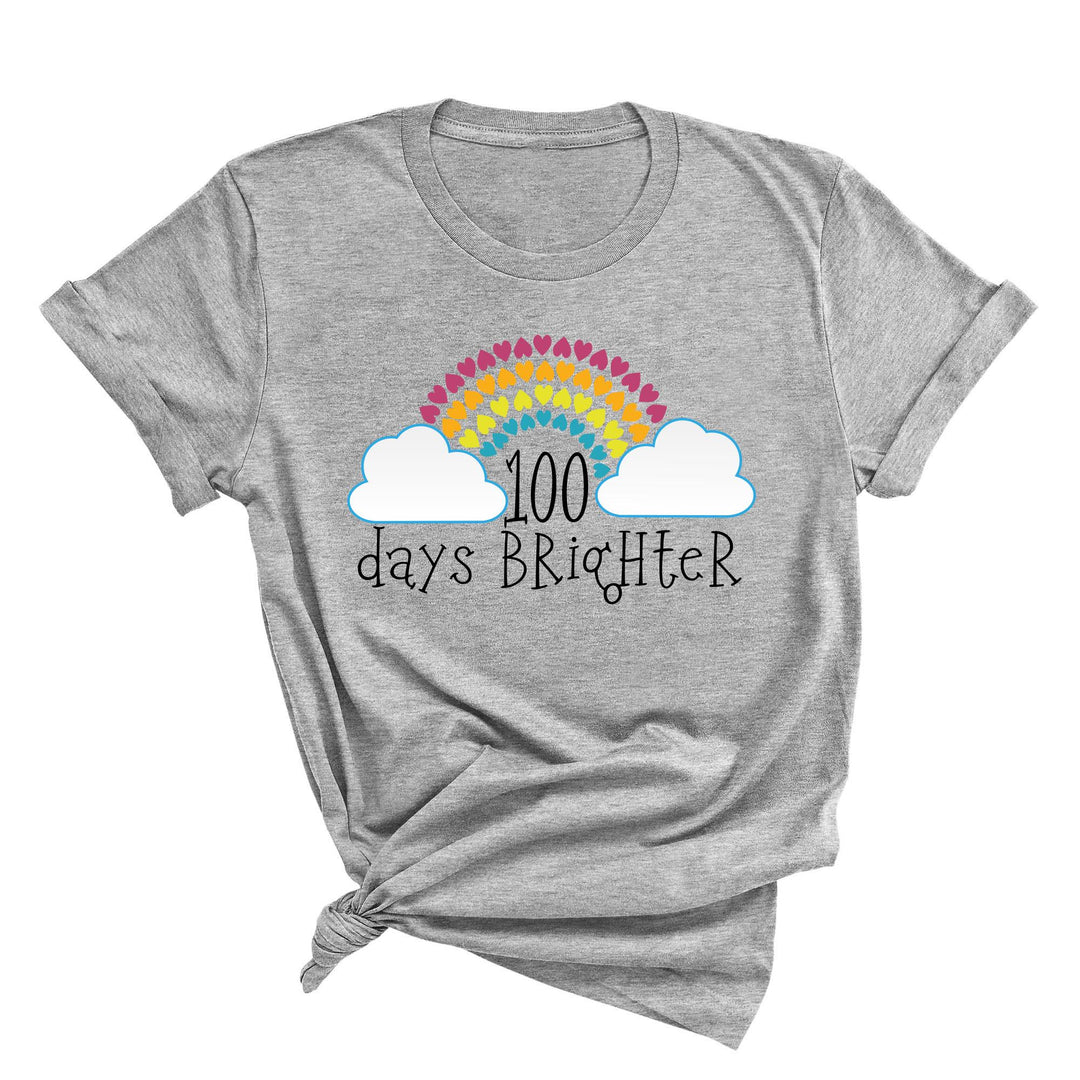 100 Days Brighter Shirt - Rainbow Heart Teacher Life & Celebration Tee