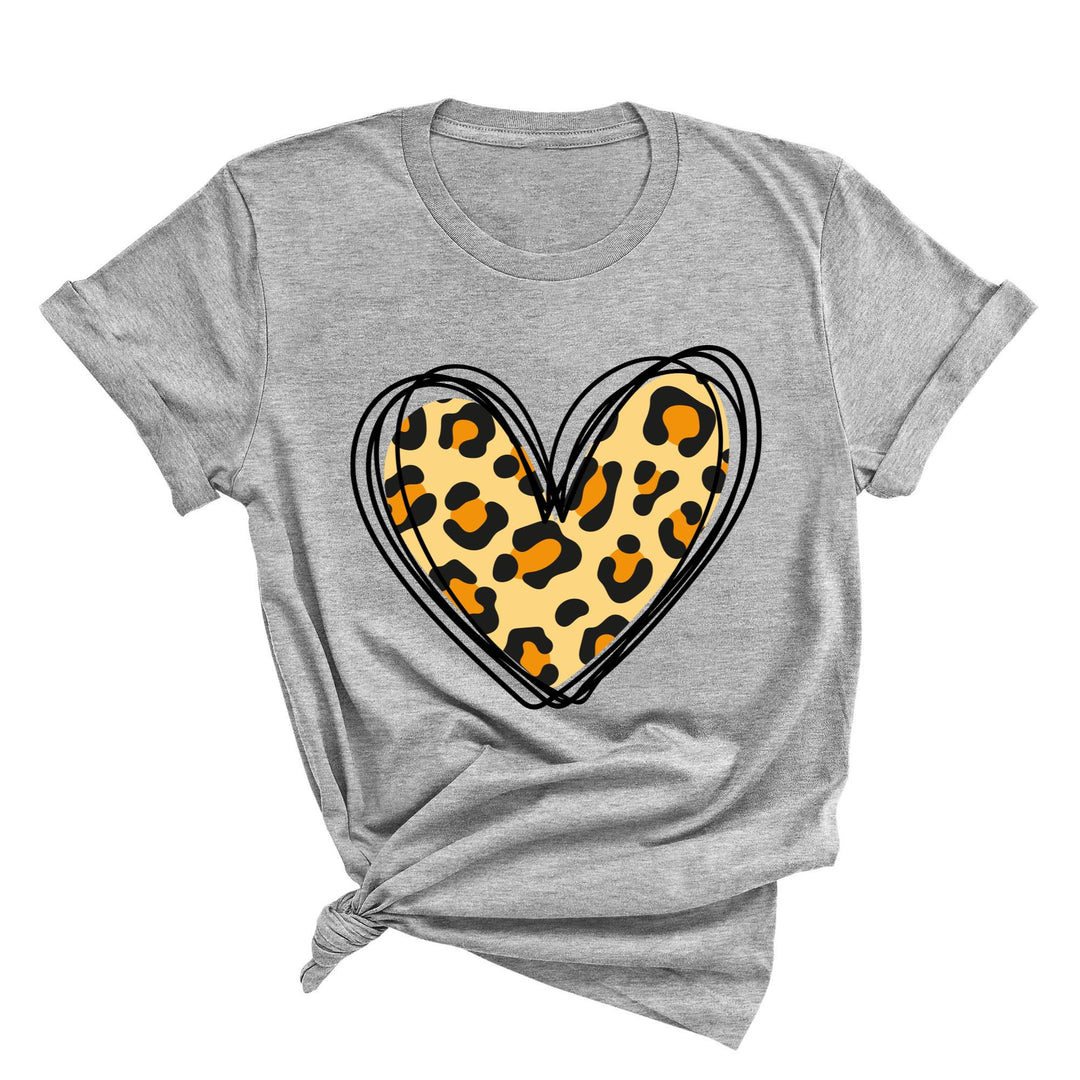 Valentine's Day Shirt - Leopard Hearts Print & Hand-Drawn Design Tee