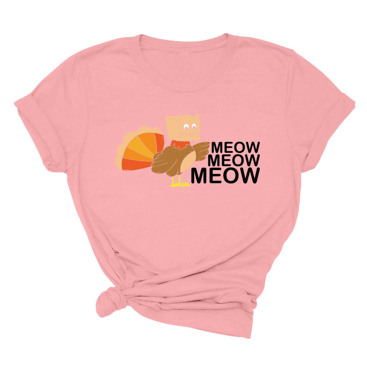 Meow Meow Funny Turkey Thanksgiving Shirt | Thanksgiving Cat Family Tee