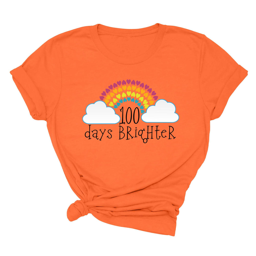 100 Days Brighter Shirt - Rainbow Heart Teacher Life & Celebration Tee