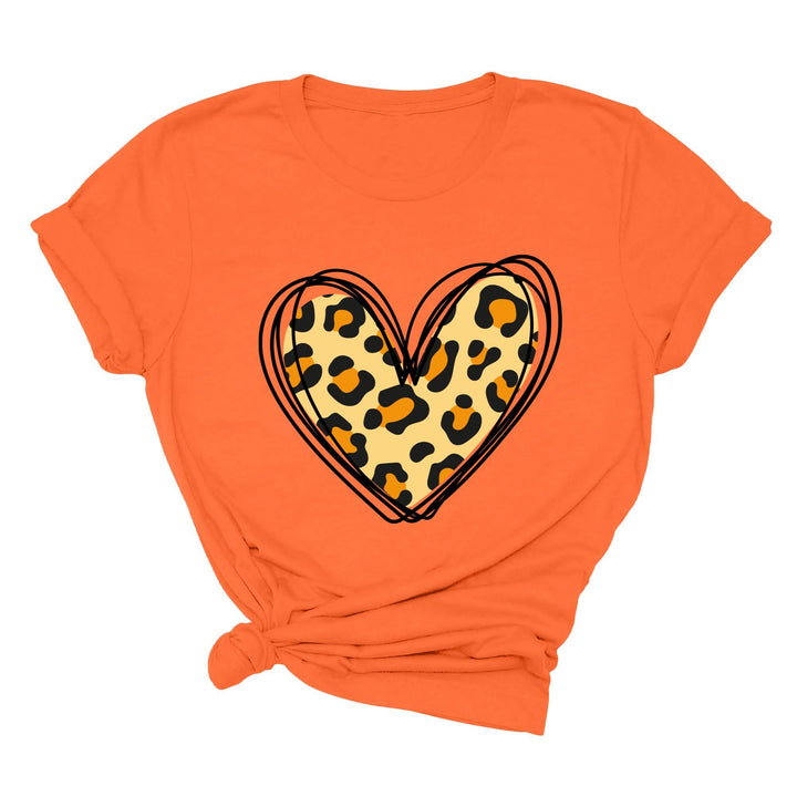 Valentine's Day Shirt - Leopard Hearts Print & Hand-Drawn Design Tee