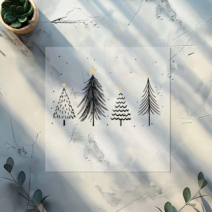 Hand-Drawn Christmas Tree DTF Transfers, Ready to Press Holiday Designs