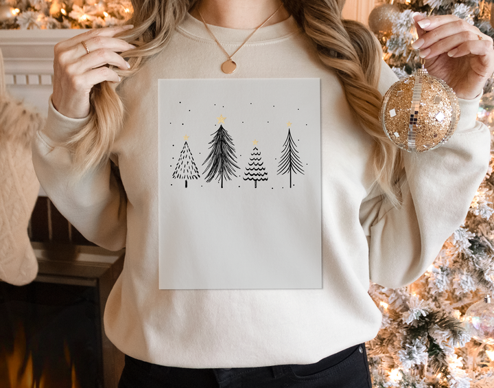 Hand-Drawn Christmas Tree DTF Transfers, Ready to Press Holiday Designs