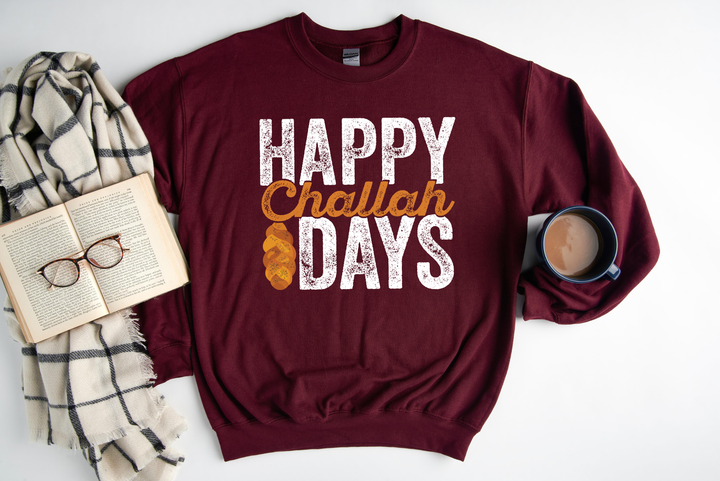 Happy Challah Days Sweatshirt - Hanukkah Gift | Jewish Holiday Art