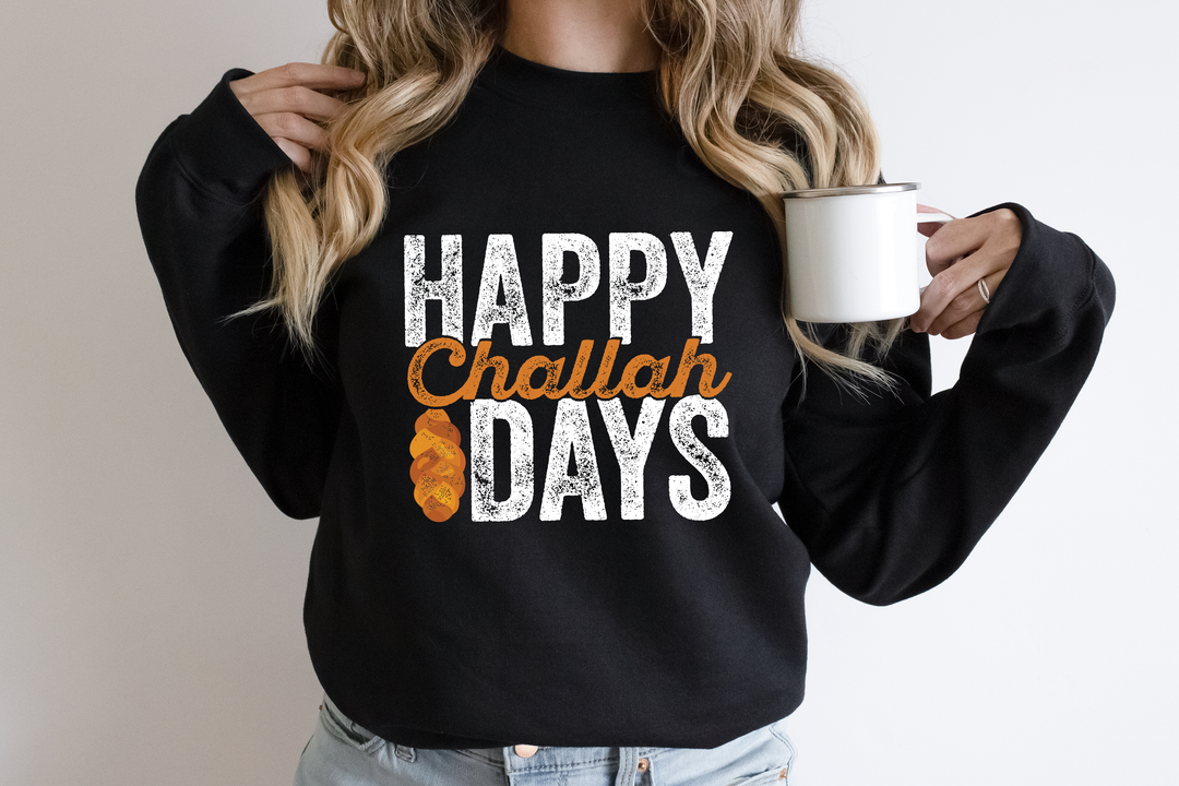 Happy Challah Days Sweatshirt - Hanukkah Gift | Jewish Holiday Art