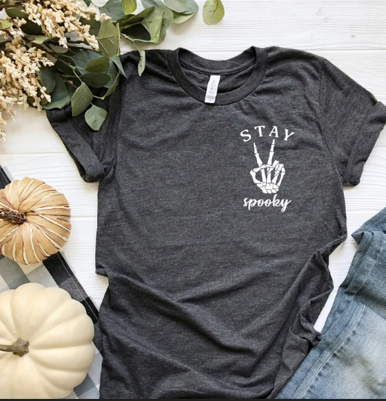 Skeleton Freedom Hands Shirt – Stay Spooky Halloween Tee for Women