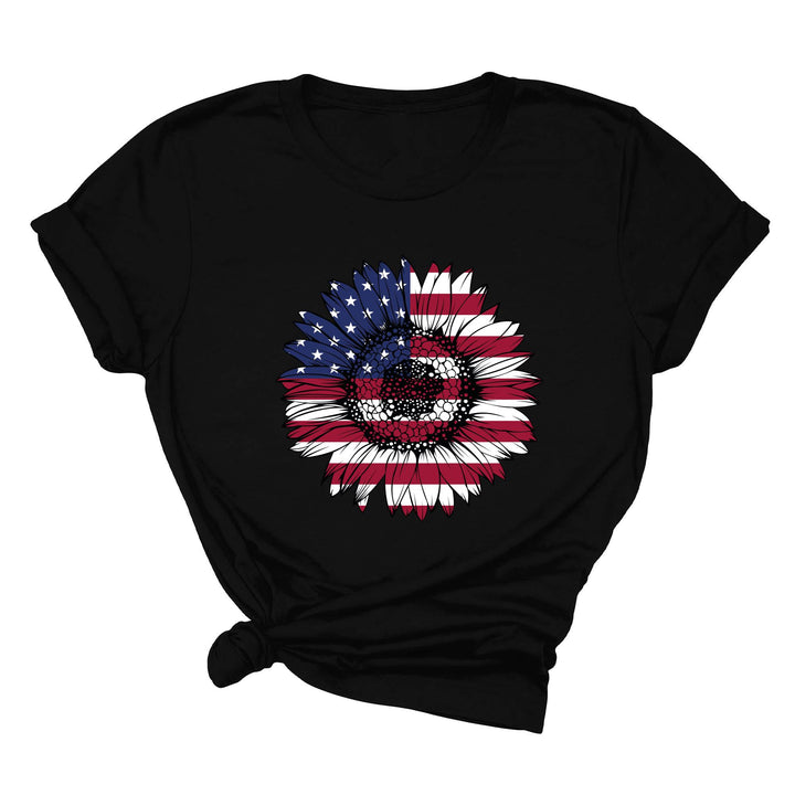 USA Flag Flower Shirt - America Sunflower Patriotic 4th of July Tee