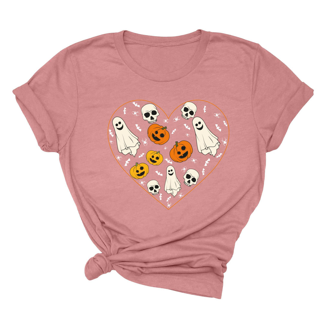 Kids Halloween Heart Shirt | Cute Ghost & Pumpkin | Funny Fall Costume Tee