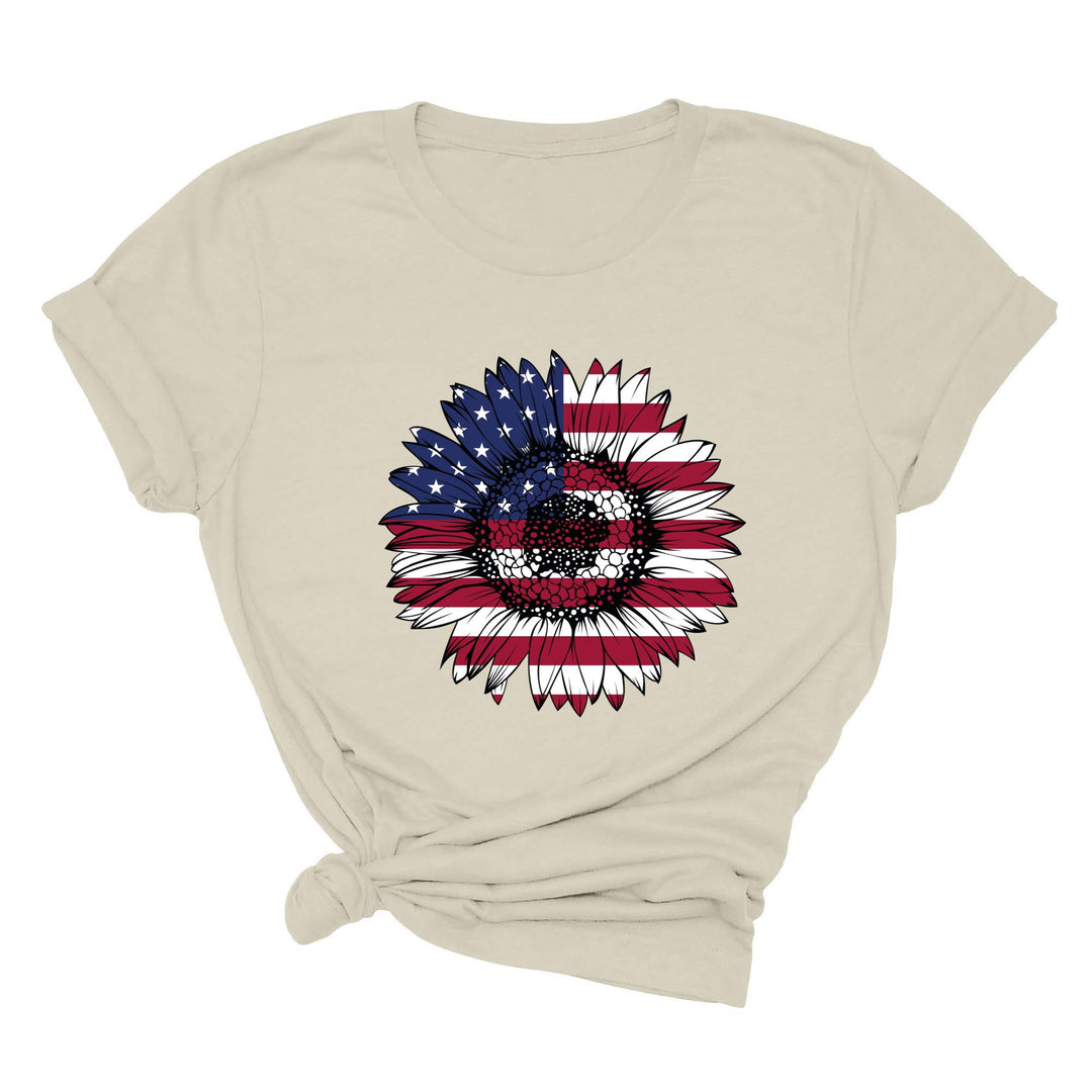 USA Flag Flower Shirt - America Sunflower Patriotic 4th of July Tee