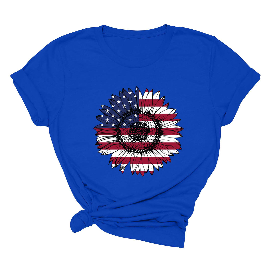 USA Flag Flower Shirt - America Sunflower Patriotic 4th of July Tee