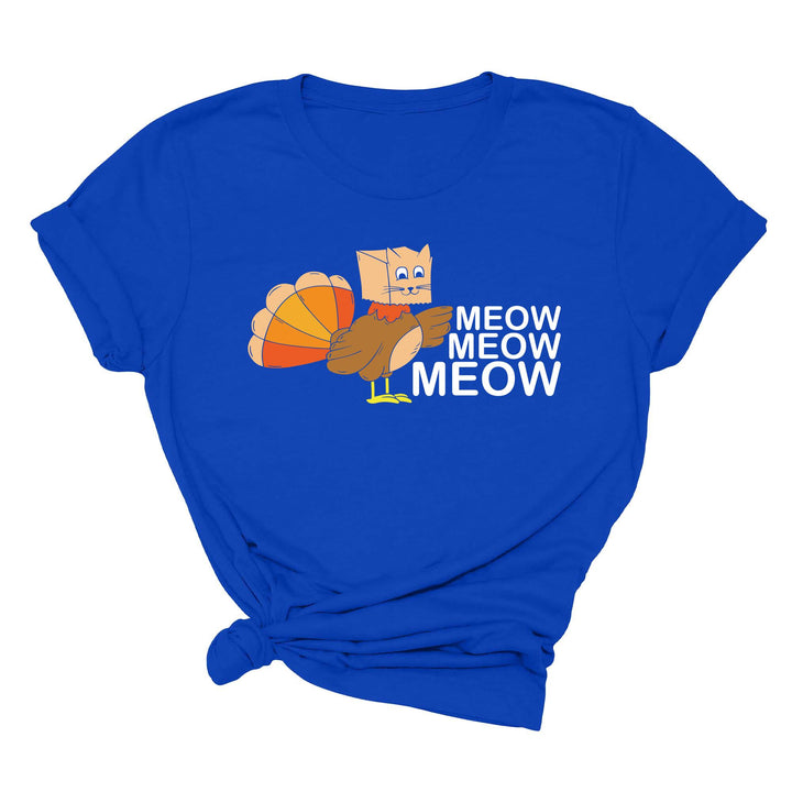 Meow Meow Funny Turkey Thanksgiving Shirt | Thanksgiving Cat Family Tee