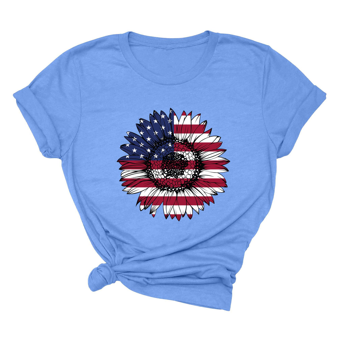 USA Flag Flower Shirt - America Sunflower Patriotic 4th of July Tee