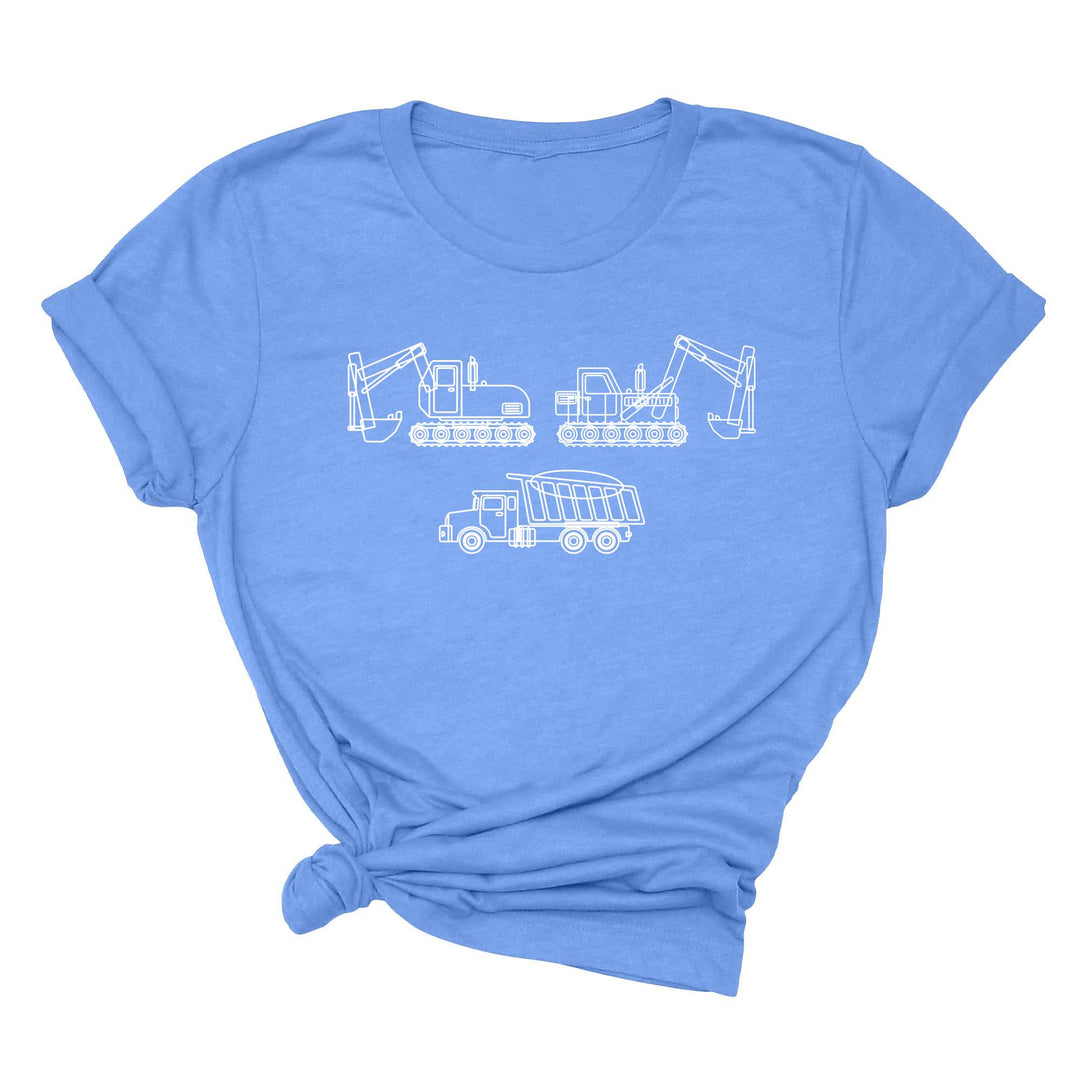 Construction Trucks Tee - Excavator Birthday Shirt for Kids