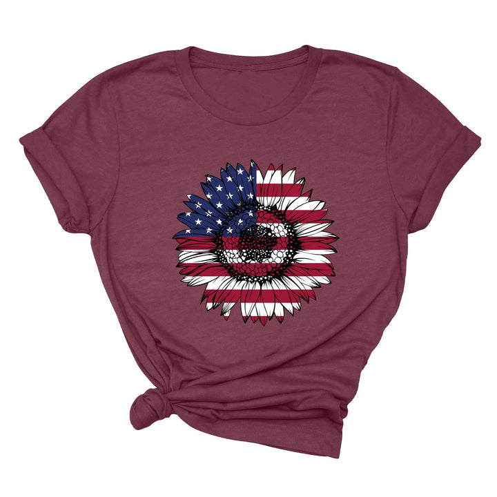 USA Flag Flower Shirt - America Sunflower Patriotic 4th of July Tee