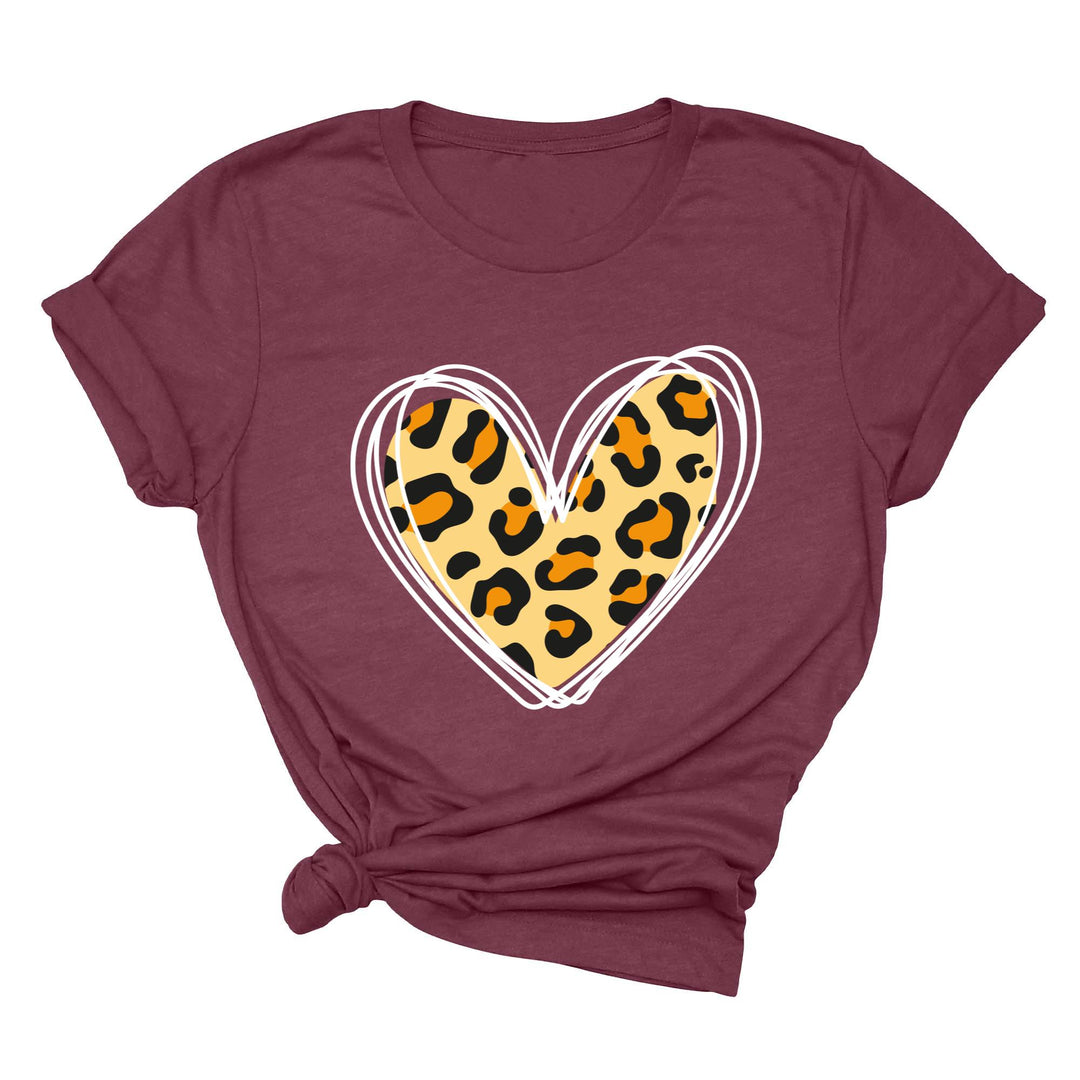 Valentine's Day Shirt - Leopard Hearts Print & Hand-Drawn Design Tee