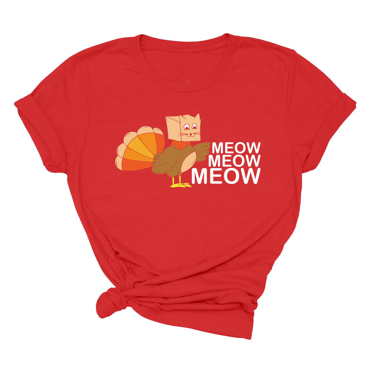 Meow Meow Funny Turkey Thanksgiving Shirt | Thanksgiving Cat Family Tee