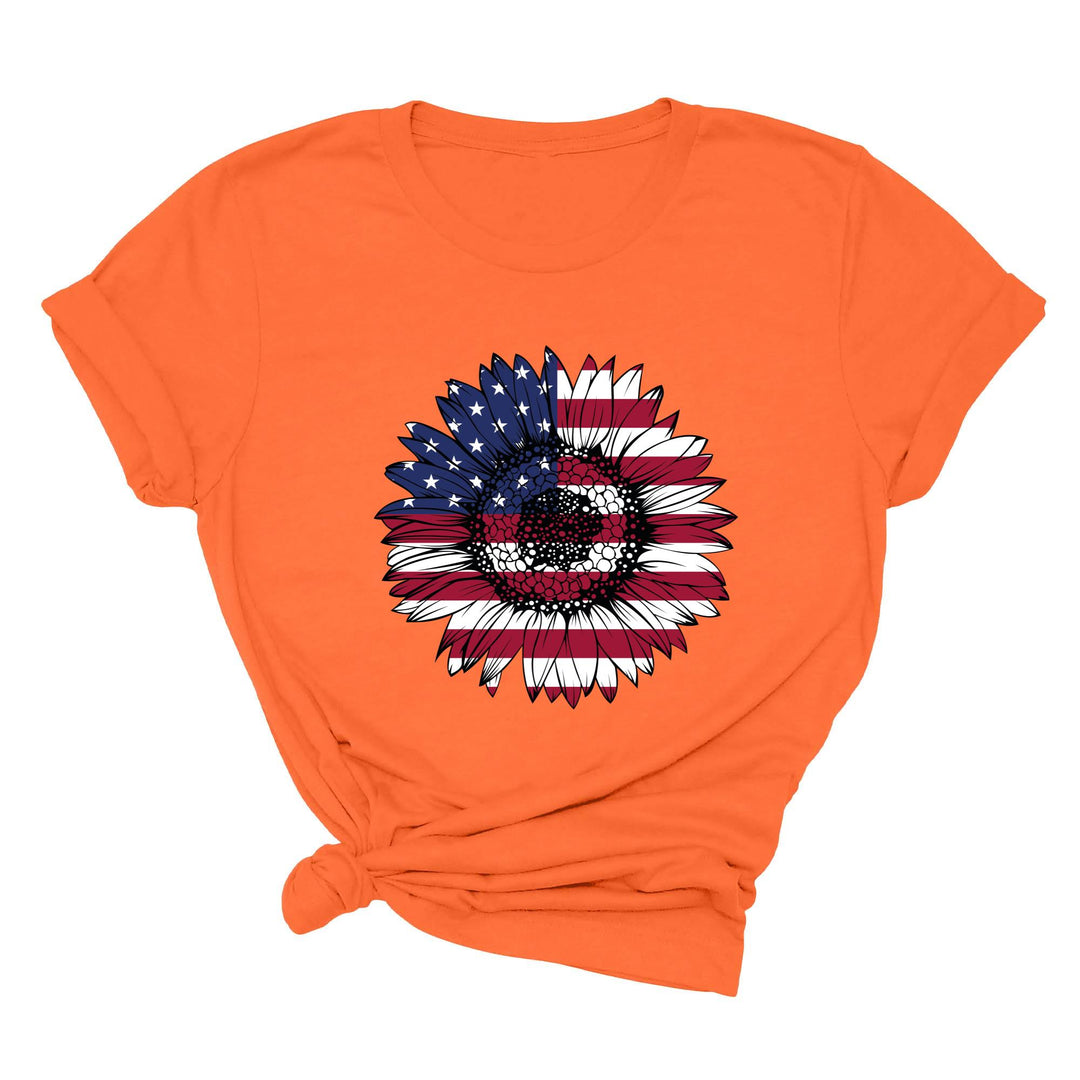 USA Flag Flower Shirt - America Sunflower Patriotic 4th of July Tee