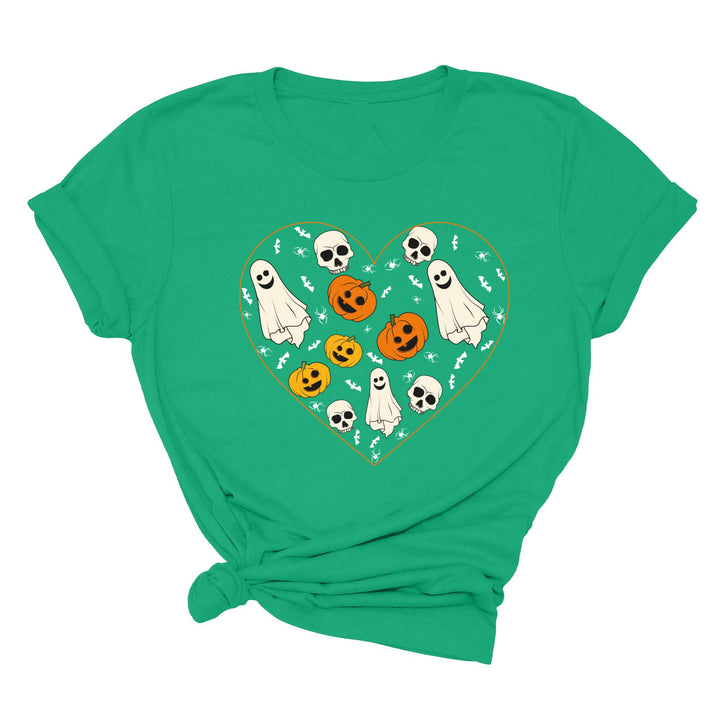 Kids Halloween Heart Shirt | Cute Ghost & Pumpkin | Funny Fall Costume Tee