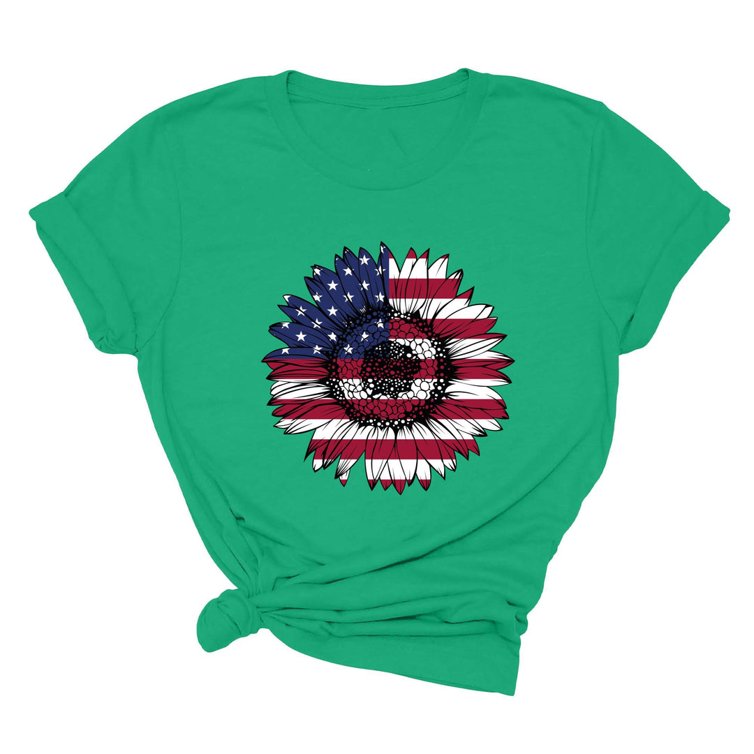 USA Flag Flower Shirt - America Sunflower Patriotic 4th of July Tee