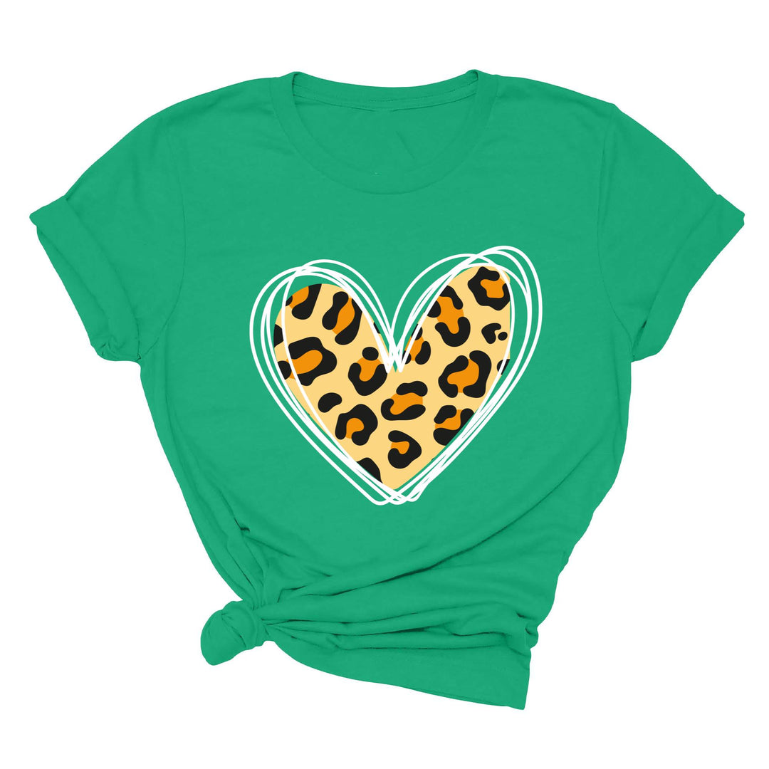 Valentine's Day Shirt - Leopard Hearts Print & Hand-Drawn Design Tee