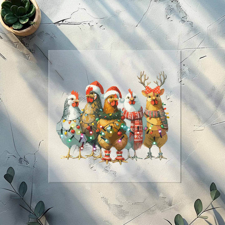 Chicken Christmas Lights Farm Animal, Christmas DTF Transfer, Ready To Press DTF Transfer